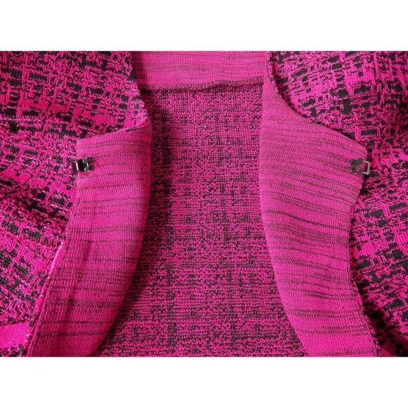 Ming Wang Petite Medium PM Cardigan Pink Black Textured Open Front Artsy - Picture 7 of 12